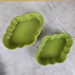 Set of 2 Chantal Talavera Collection Green Casserole Dishes 1Qt and 1.5 Qt